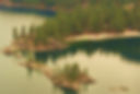 An aerial image of Paradise Point Camp's peninsula in the lake. 